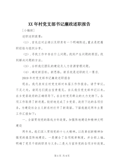 某年村党支部书记廉政述职报告.docx