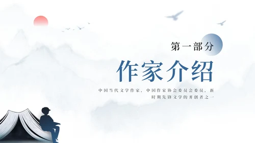 蓝色简约风余华个人介绍PPT模板人物介绍