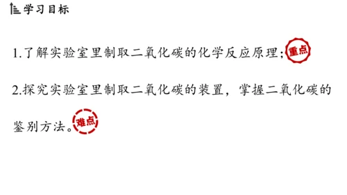 6.3 二氧化碳的实验室制取（第一课时）课件(共28张PPT内嵌视频)-2024-2025学年九年级