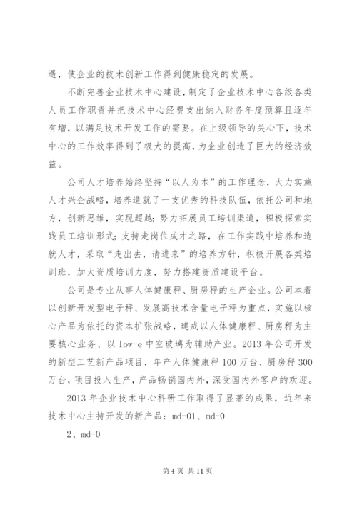 亚玻公司企业技术中心申请报告.docx