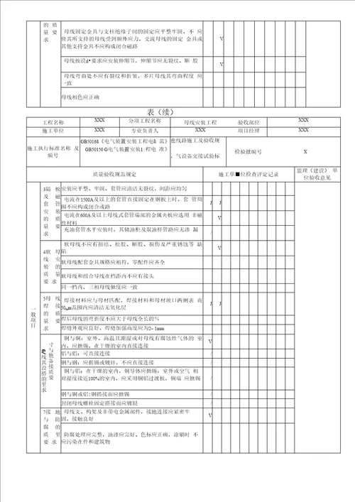 Y电气专业检验批表格