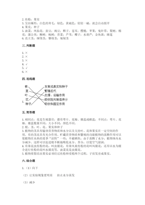 科学四年级下册第一单元植物的生长变化测试卷附答案【能力提升】.docx