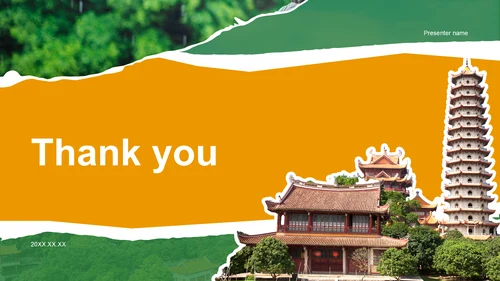 橙色撕纸风福州历史名城与自然风光探索PPT主题