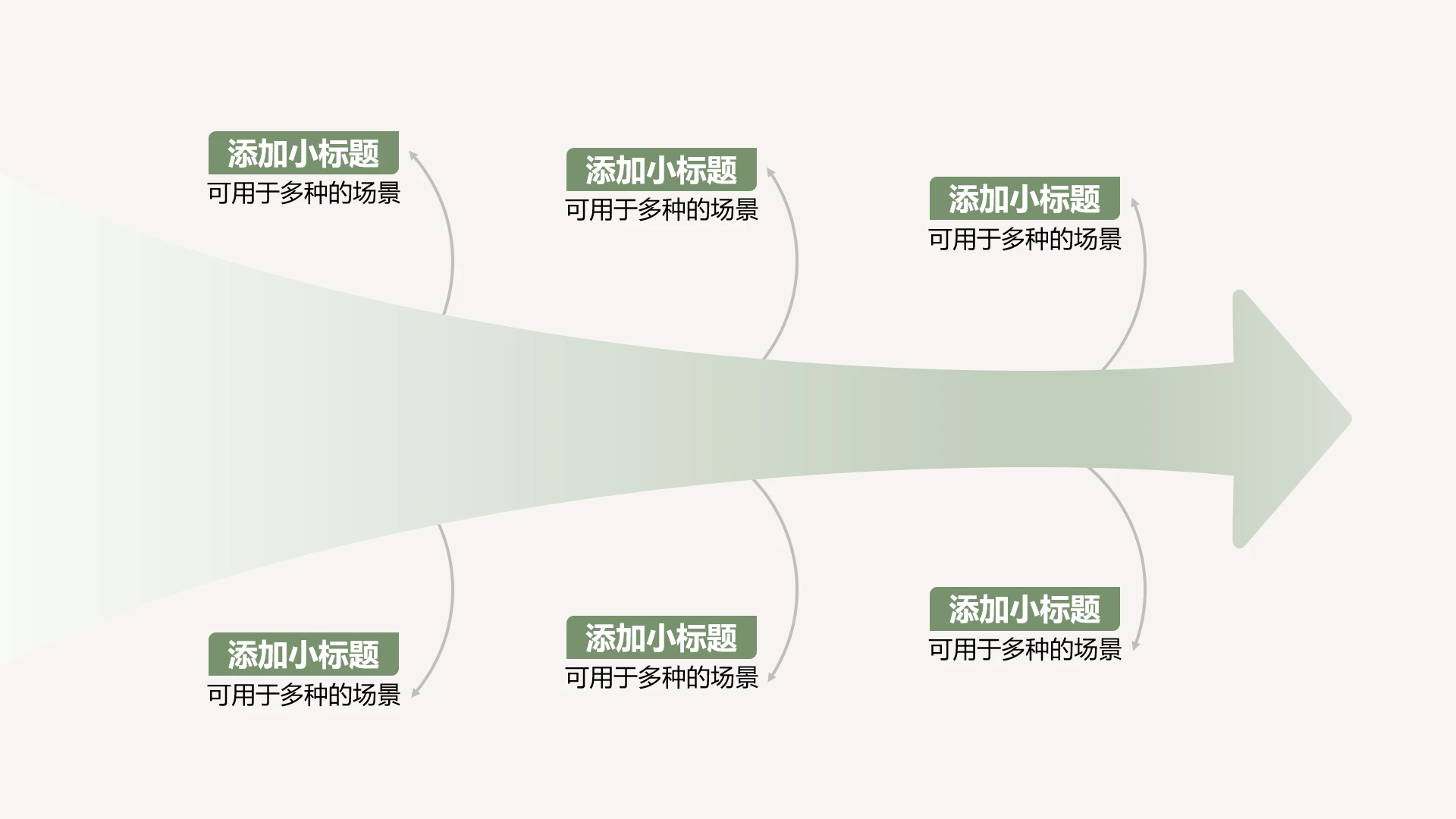单页六项线性可编辑流程图PPT模板