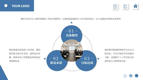 蓝色简约商务员工入职培训PPT通用模板
