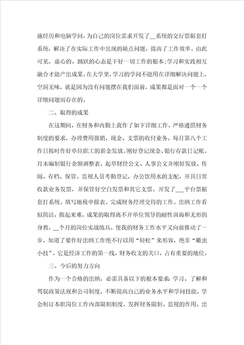 2022公司出纳个人实习总结多篇