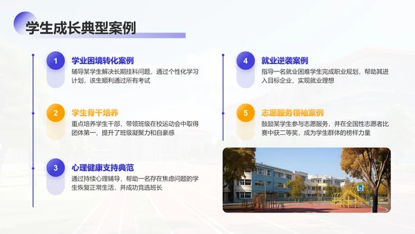 紫色学术风大学辅导员年终述职汇报PPT模板