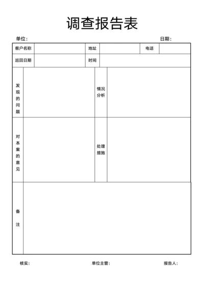 调查报告表模板