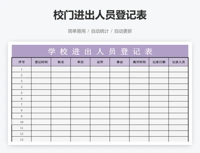 校门进出人员登记表