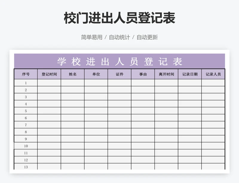 校门进出人员登记表