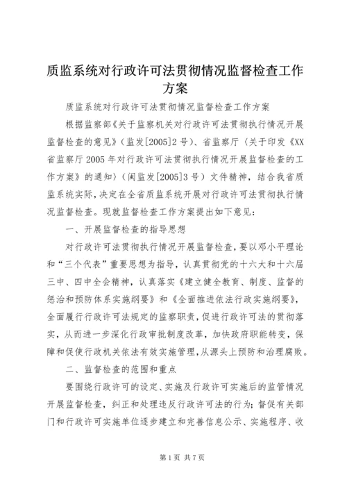 质监系统对行政许可法贯彻情况监督检查工作方案 (2).docx