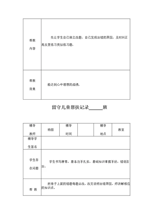 小学留守儿童帮扶记录表(共24页)