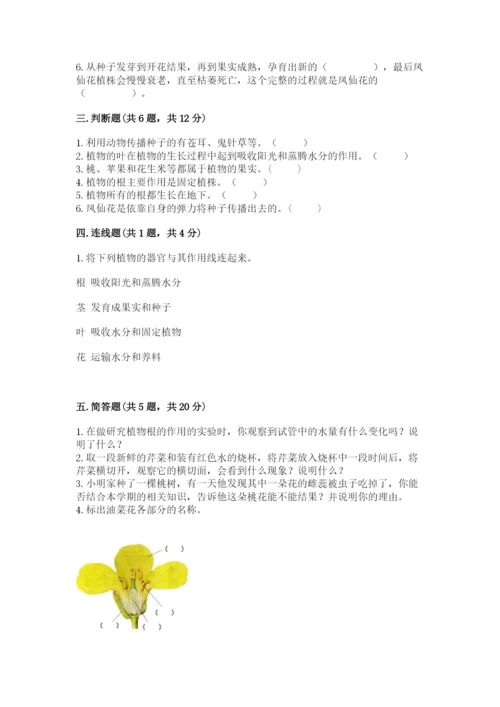 科学四年级下册第一单元植物的生长变化测试卷附答案【研优卷】.docx