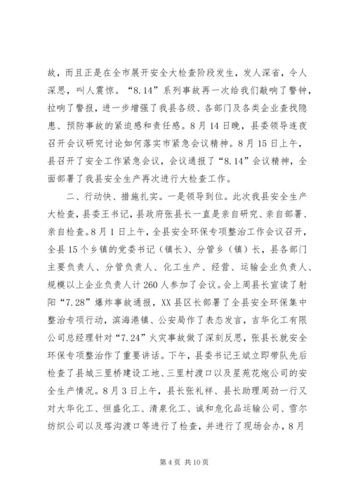 向督查组的关于全县安全生产大检查工作的情况汇报.docx