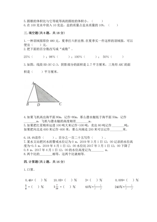 小学数学六年级下册期末测试卷含答案【实用】.docx