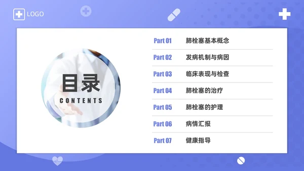 蓝紫渐变商务实拍风肺栓塞护理查房医疗培训PPT模板