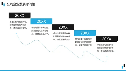 蓝黑商务公司企业发展时间轴PPT模板