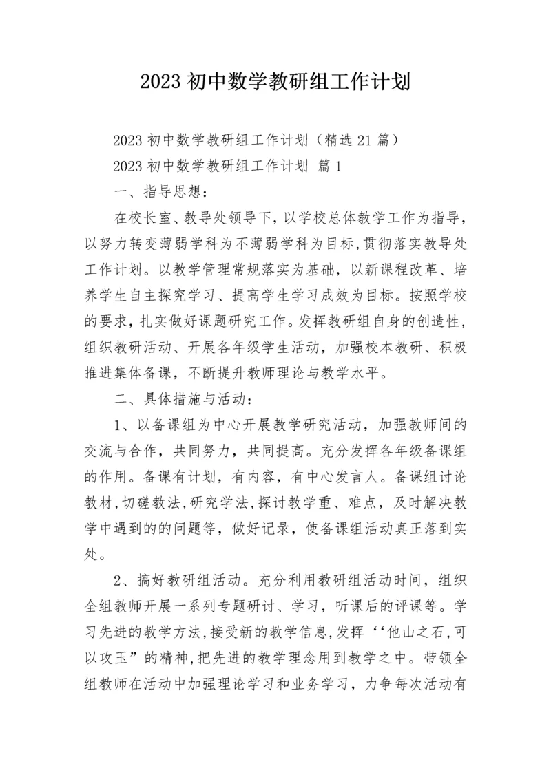 2023初中数学教研组工作计划.docx