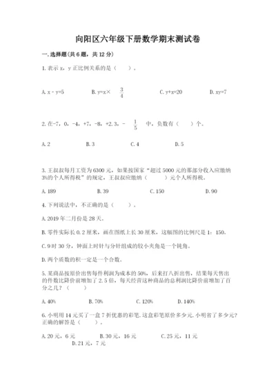 向阳区六年级下册数学期末测试卷含答案.docx