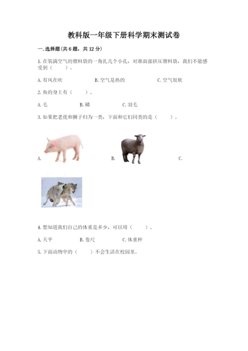 教科版一年级下册科学期末测试卷（a卷）.docx