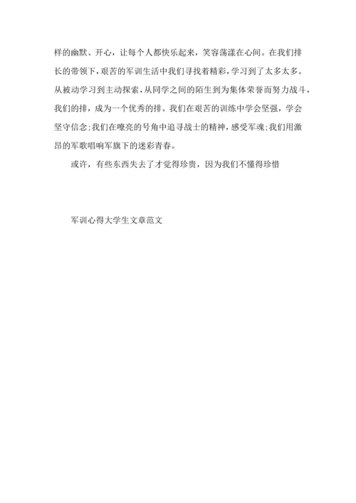 军训心得大学生文章范文大全.docx