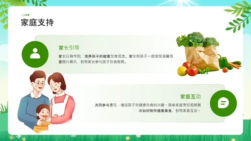 绿色扁平风学生饮食健康防护指南PPT