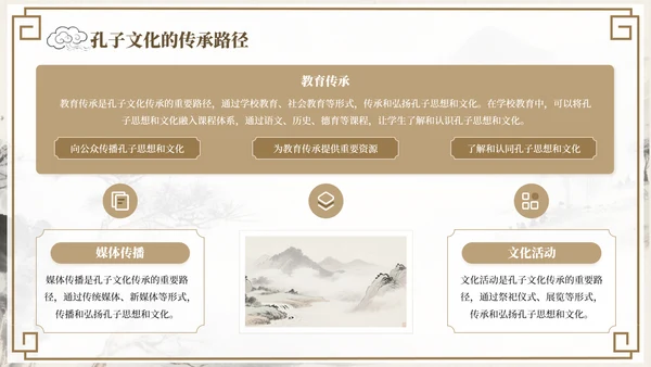 褐色中国风孔子诞辰文化宣传PPT模板