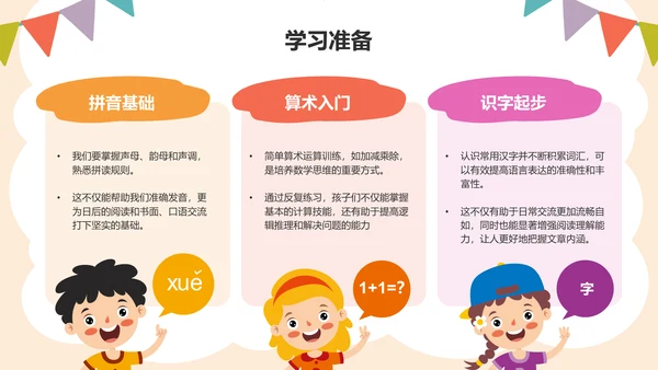 橙色卡通风学前教育基础认知课件PPT模板