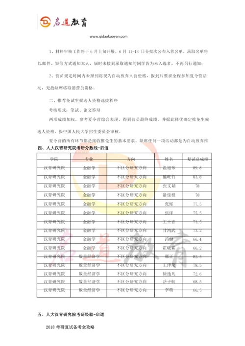 【人大考研辅导班】人大汉青研究院考研科目考研复试考研分数线考研经验.docx