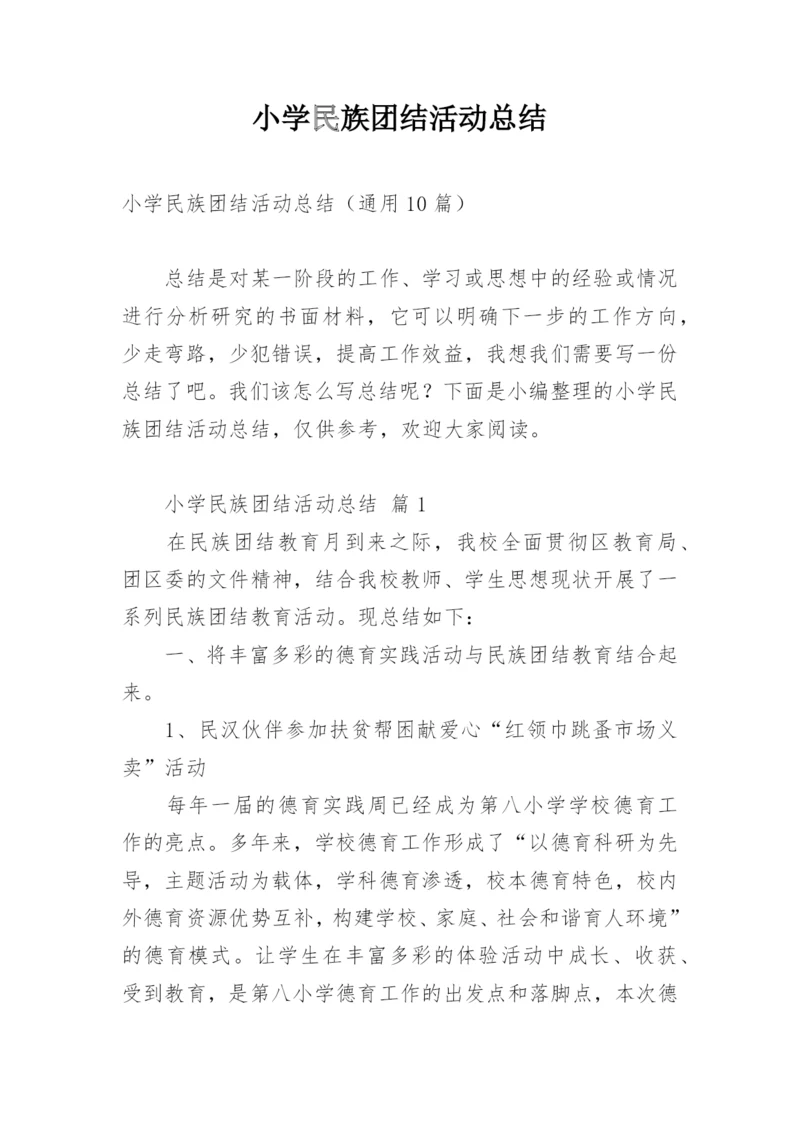 小学民族团结活动总结.docx