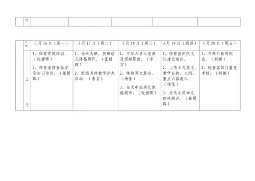 幼儿园月工作安排表.docx