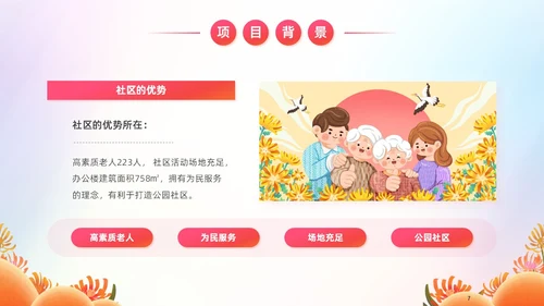 炫彩风商业创投老年人公园社区公益服务项目汇报PPT模板