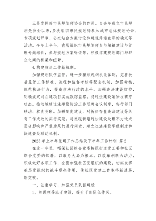 2023年上半年党建工作总结及下半年工作计划.docx