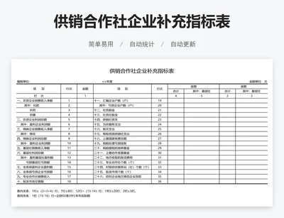 供销合作社企业补充指标表