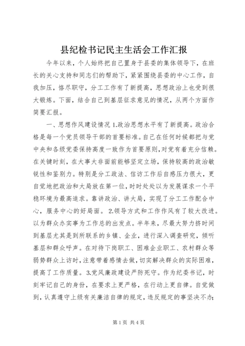 县纪检书记民主生活会工作汇报.docx