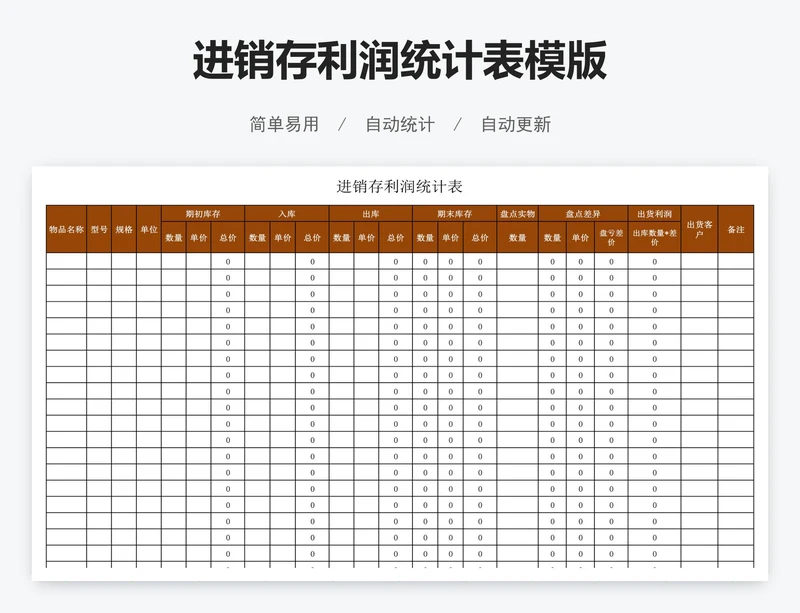 进销存利润统计表模版