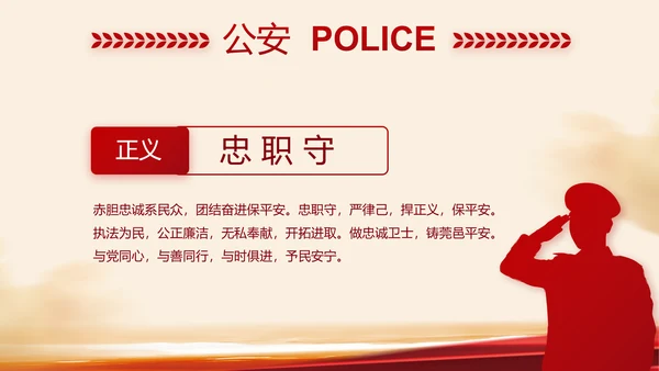 红色大气公安警察工作汇报PPT动态模板
