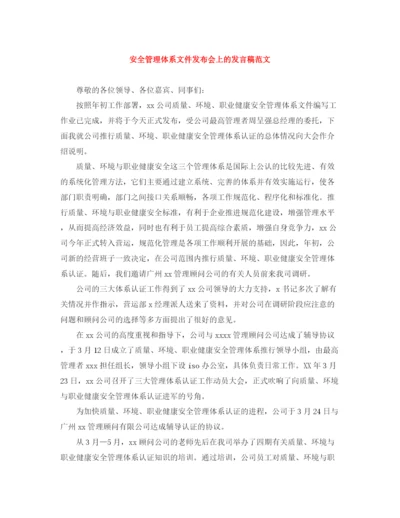精编之安全管理体系文件发布会上的发言稿范文.docx