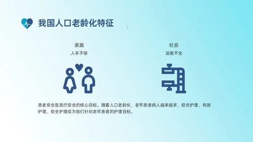 蓝色渐变实拍老年患者护理培训PPT模板护理安全管理