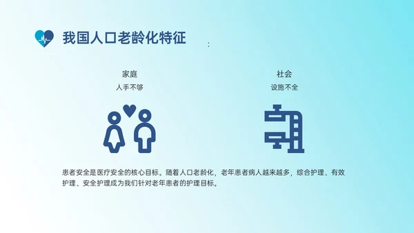 蓝色渐变实拍老年患者护理培训PPT模板护理安全管理
