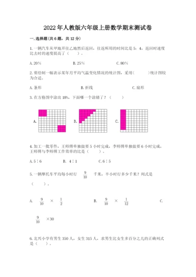 2022年人教版六年级上册数学期末测试卷【b卷】.docx