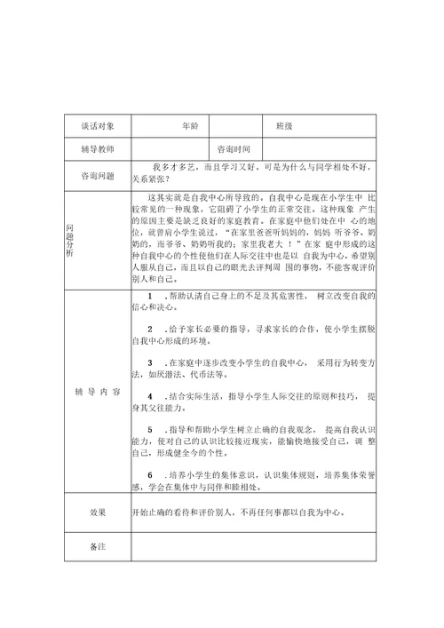 心理健康教育谈话记录