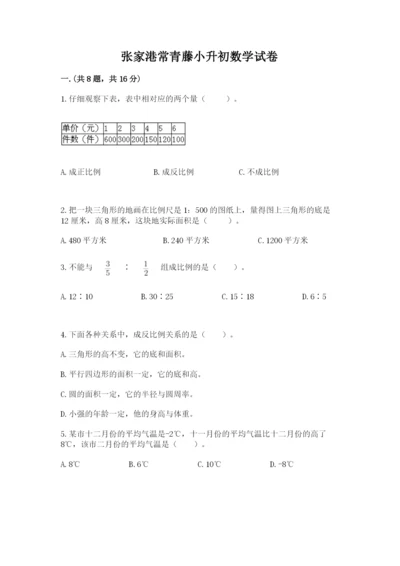 张家港常青藤小升初数学试卷（巩固）.docx