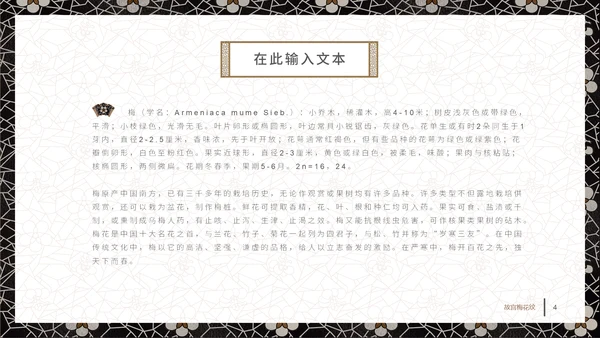 中国古典风梅花纹理宣传通用PPT模板