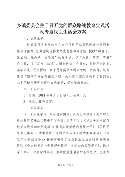 乡镇委员会关于召开党的群众路线教育实践活动专题民主生活会方案.docx