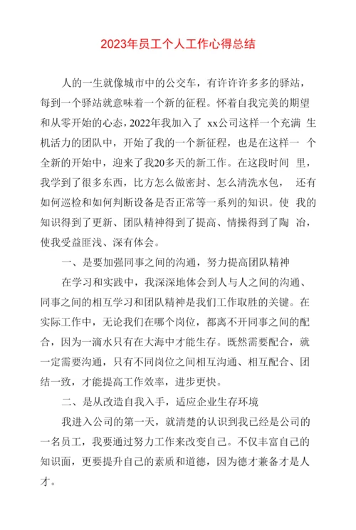 2023年员工个人工作心得体会总结两篇.docx