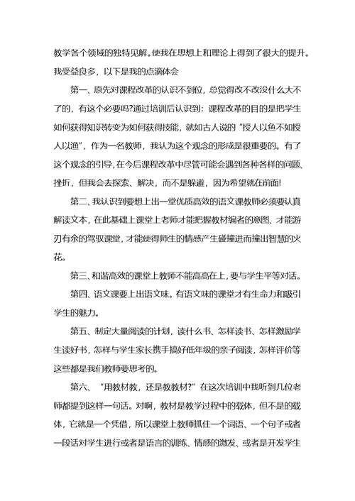 小学语文教师培训总结范文 (2)