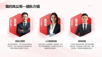 红色简约风公司团队成员介绍页