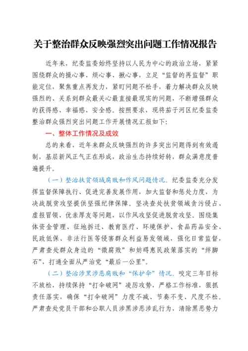 关于整治群众反映强烈突出问题工作情况报告.docx
