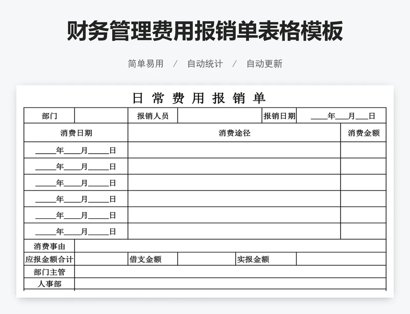 财务管理费用报销单表格模板